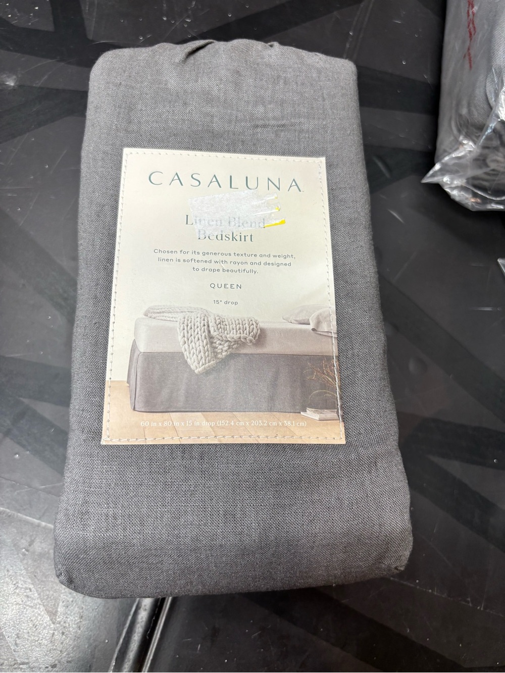 Casaluna Gray Linen-Blend Bedskirt - Queen